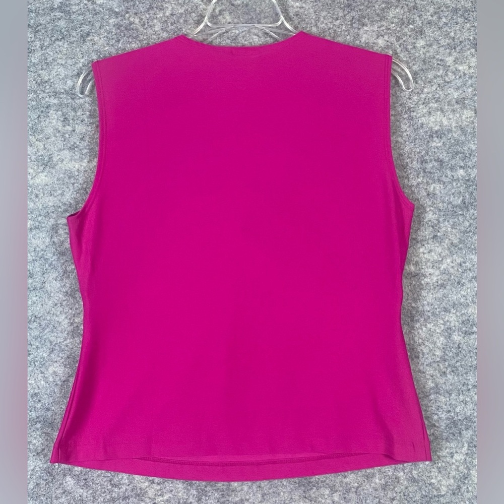 Giorgio Fiorlini Bright Pink Structured Sleeveless Top with Twist Front Size M - Picture 3 of 6